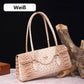 Fashionable vintage ladies handbag with crocodile embossing made of PU leather