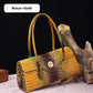 Fashionable vintage ladies handbag with crocodile embossing made of PU leather