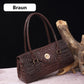 Fashionable vintage ladies handbag with crocodile embossing made of PU leather