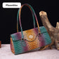 Fashionable vintage ladies handbag with crocodile embossing made of PU leather