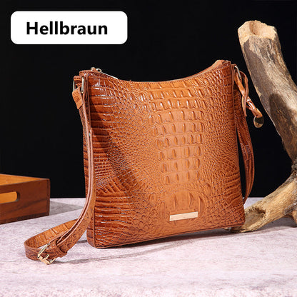 Damen elegante Crossbody-Tasche aus Krokodilprägung-Leder