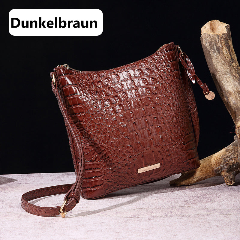 Damen elegante Crossbody-Tasche aus Krokodilprägung-Leder