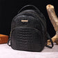 Trendy backpack made of PU leather with crocodile embossing