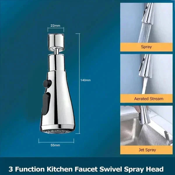 🔥¡Oferta de Navidad: hasta un 50% de descuento!⚡Cabezal rociador para grifo de cocina giratorio de 720° y 3 funciones