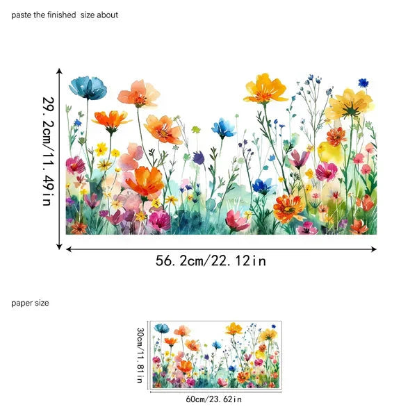 📢📢¡50% de descuento! Adhesivo para ventana con ramo floral colorido (se puede cortar a la medida)