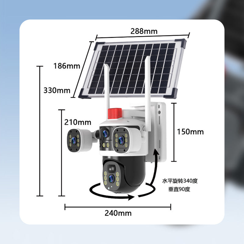💥Cámara domo solar de 360° con triple lente (¡Oferta especial 2025!)