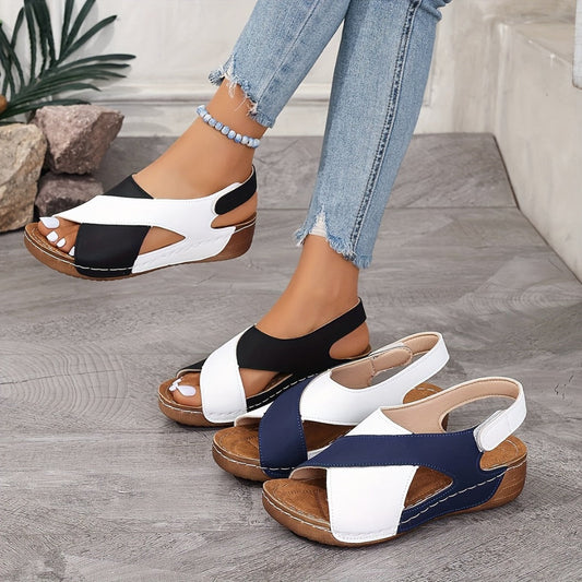 Sandalias ortopédicas de tacón inclinado ultra cómodas para mujer