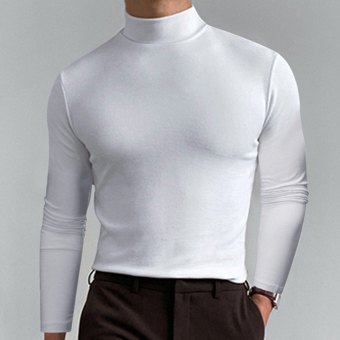 🔥¡50% de descuento! Camiseta de cuello alto Ultimate Comfort para hombre: elástica, transpirable y ajustada, ideal para el gimnasio y uso diario.
