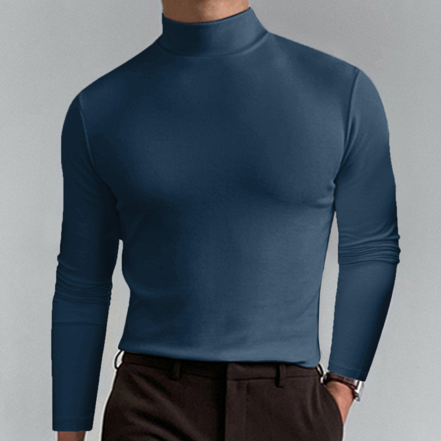 🔥¡50% de descuento! Camiseta de cuello alto Ultimate Comfort para hombre: elástica, transpirable y ajustada, ideal para el gimnasio y uso diario.