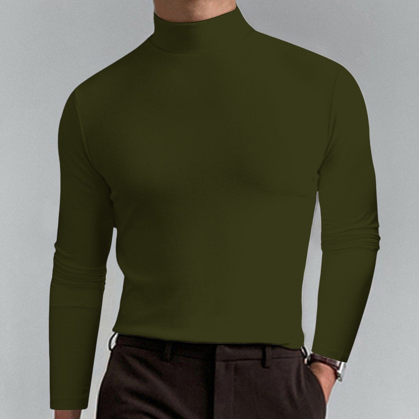 🔥¡50% de descuento! Camiseta de cuello alto Ultimate Comfort para hombre: elástica, transpirable y ajustada, ideal para el gimnasio y uso diario.