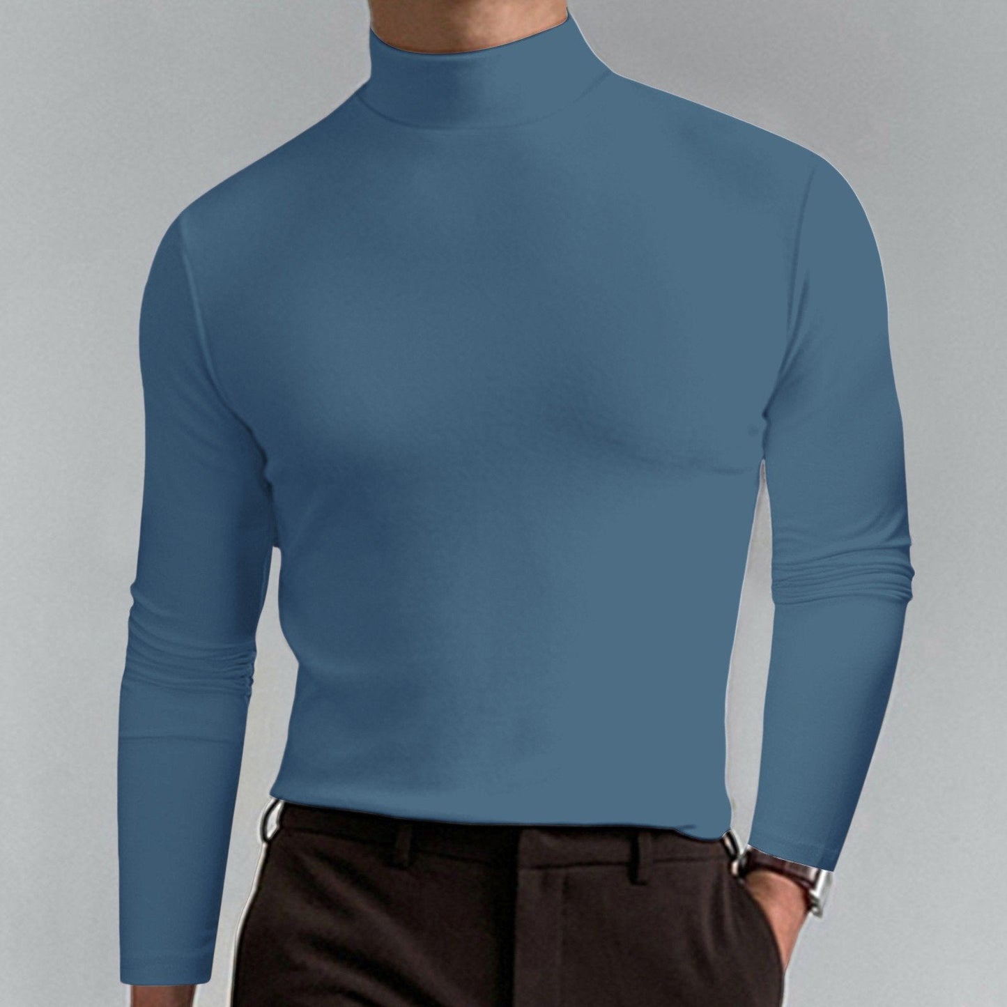 🔥¡50% de descuento! Camiseta de cuello alto Ultimate Comfort para hombre: elástica, transpirable y ajustada, ideal para el gimnasio y uso diario.