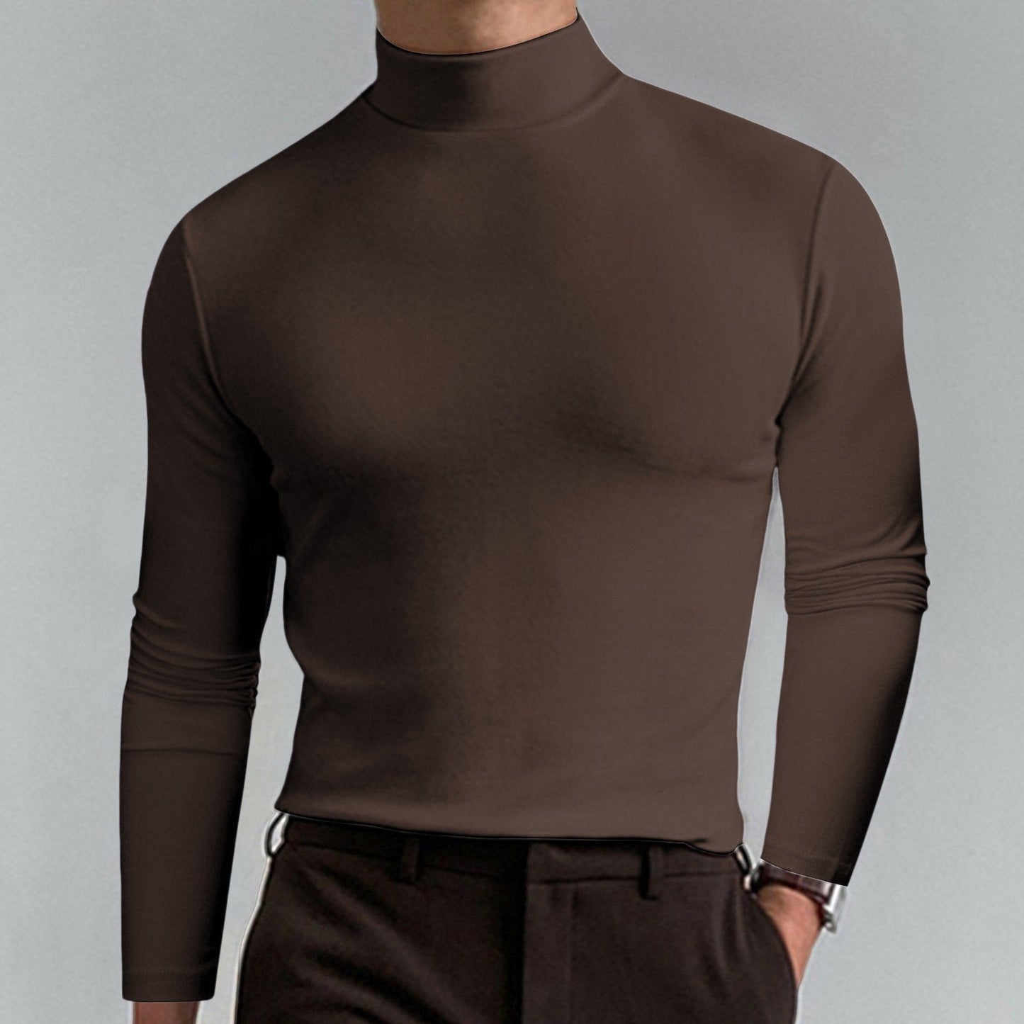 🔥¡50% de descuento! Camiseta de cuello alto Ultimate Comfort para hombre: elástica, transpirable y ajustada, ideal para el gimnasio y uso diario.