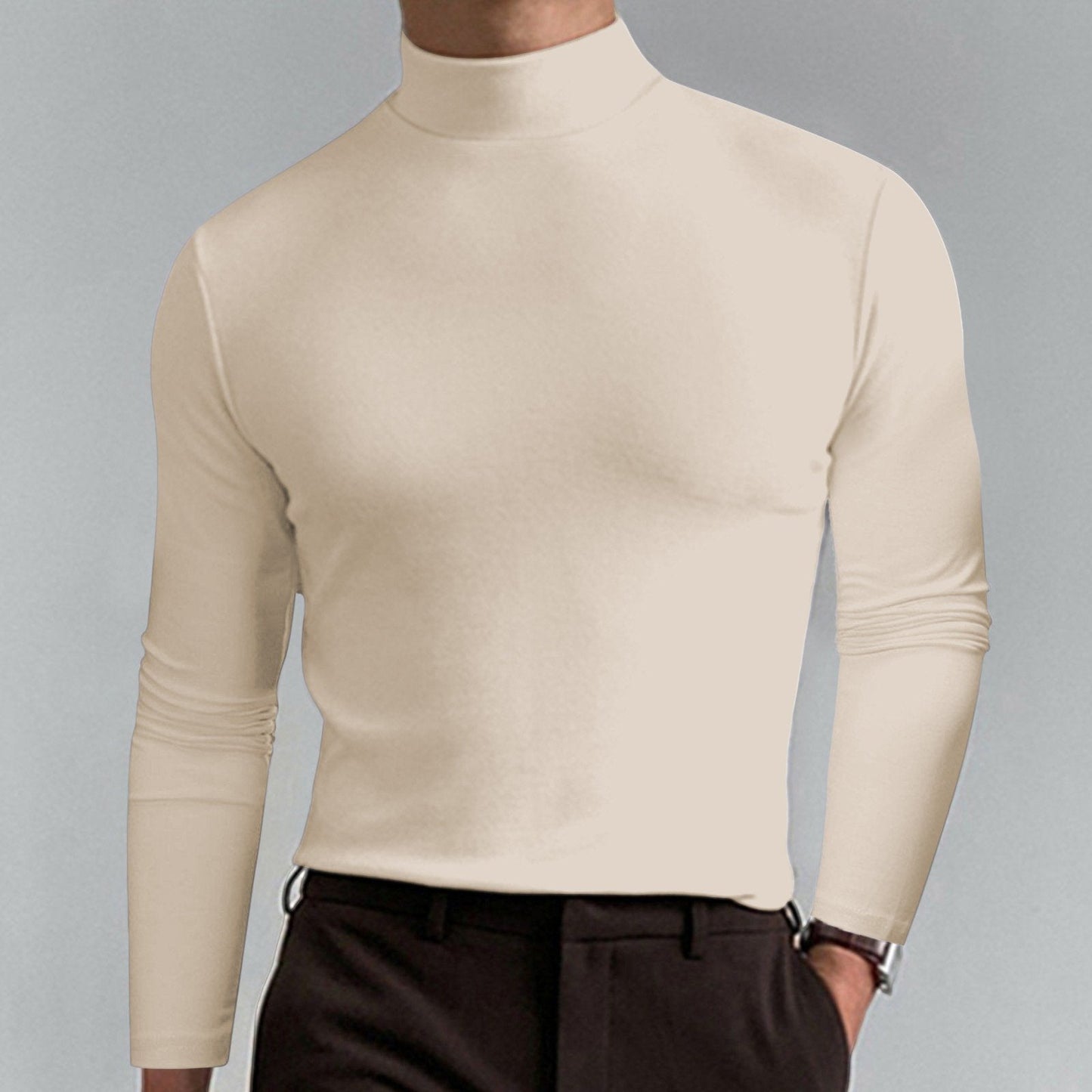 🔥¡50% de descuento! Camiseta de cuello alto Ultimate Comfort para hombre: elástica, transpirable y ajustada, ideal para el gimnasio y uso diario.
