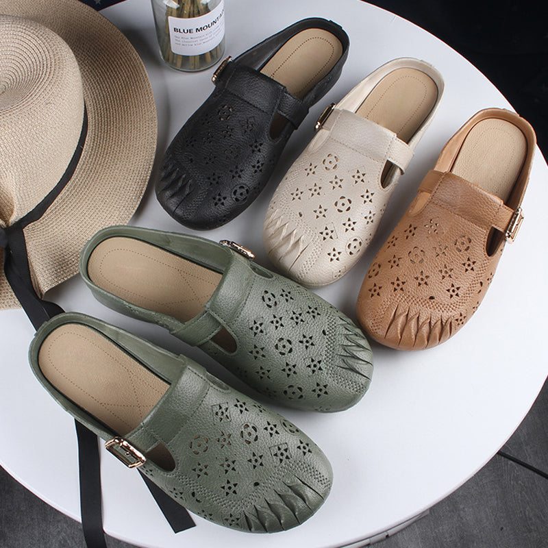 Mules de punta redonda y tacón bajo para mujer éxito