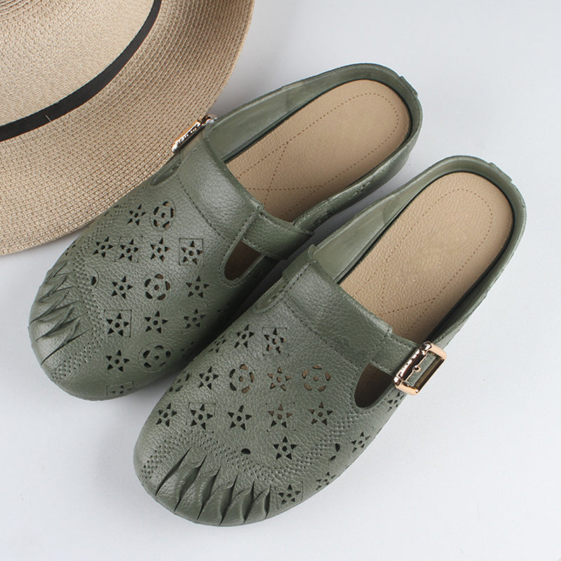 Mules de punta redonda y tacón bajo para mujer éxito