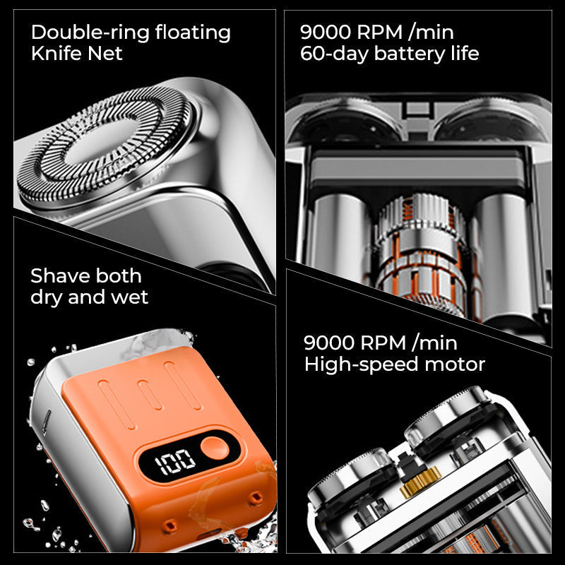 Mini afeitadora eléctrica rotativa portátil para hombre