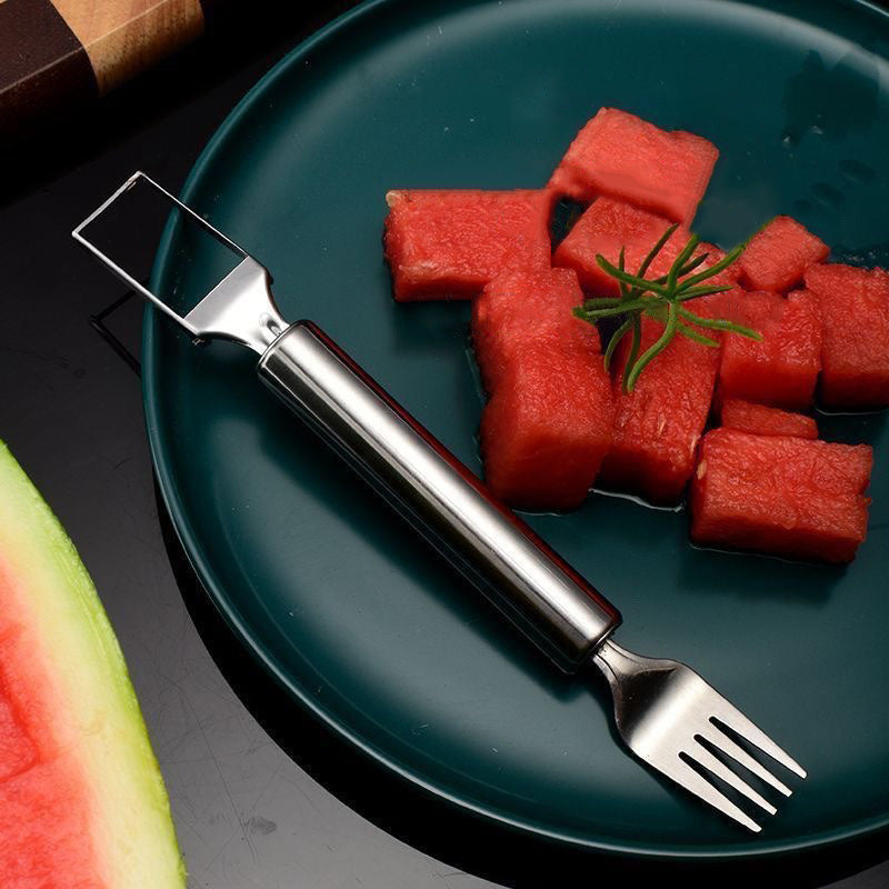 Tenedor Cortador de Frutas 2 en 1 de Acero Inoxidable