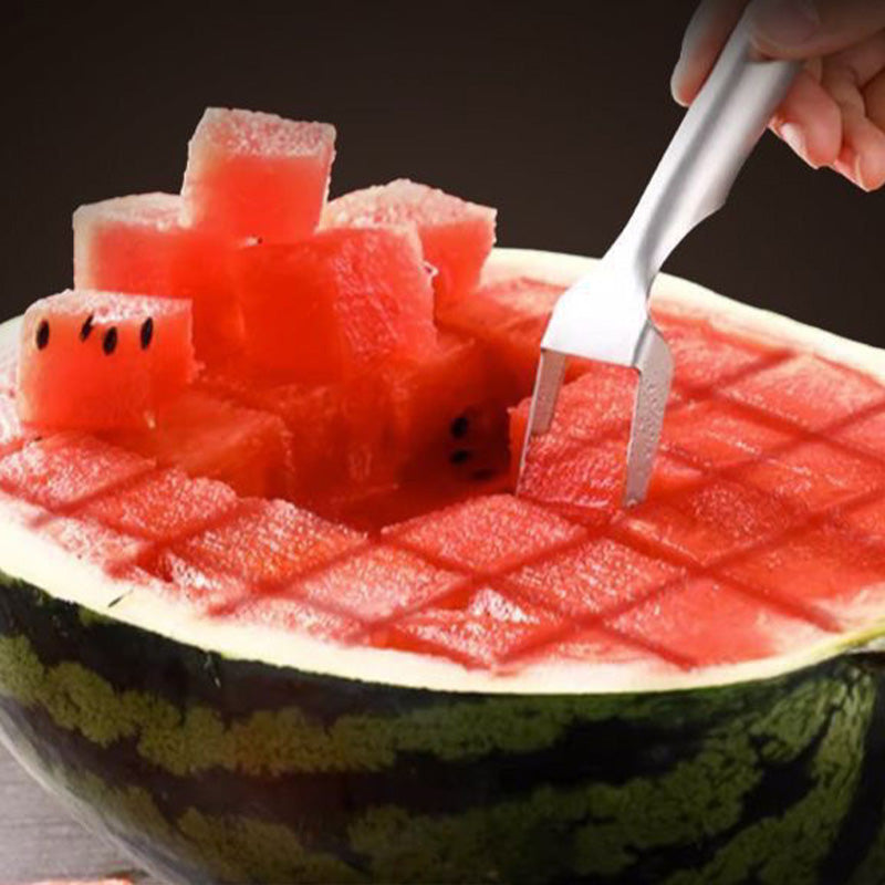 Tenedor Cortador de Frutas 2 en 1 de Acero Inoxidable