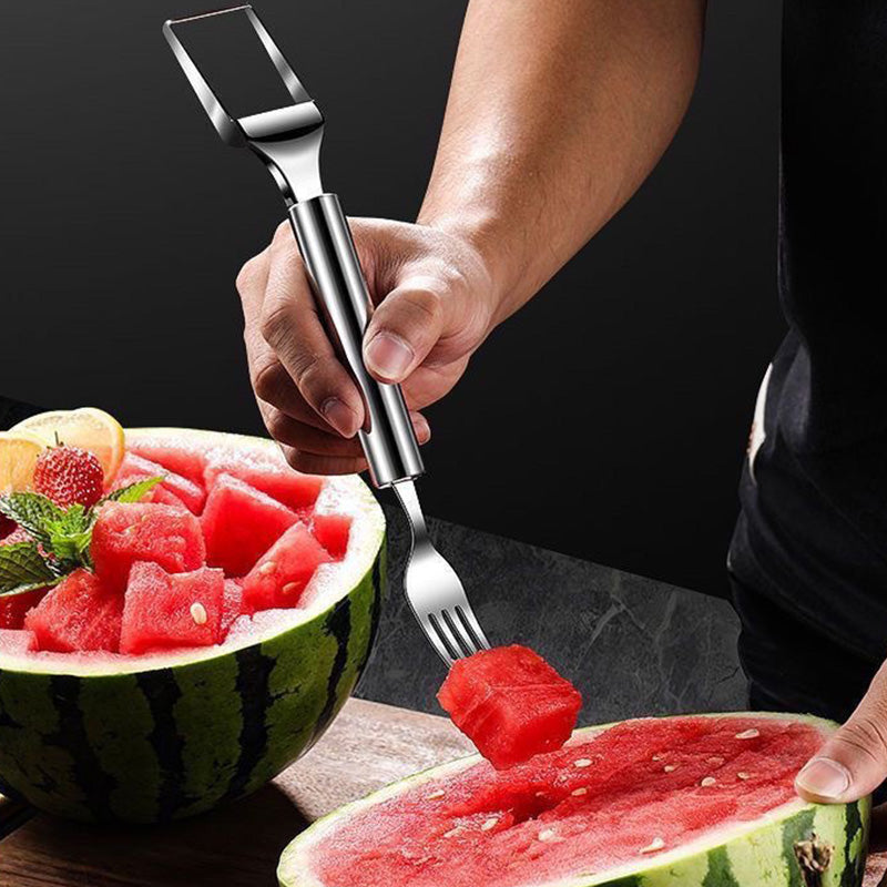 Tenedor Cortador de Frutas 2 en 1 de Acero Inoxidable