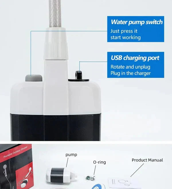 ✨Ducha portátil para camping con caudal ajustable🚿