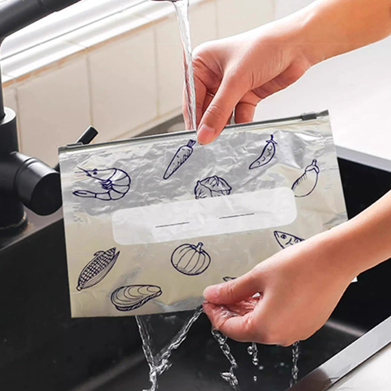 Bolsas de almacenamiento reutilizables con cierre de papel de aluminio