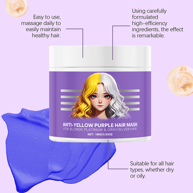 Mascarilla morada contra el cabello amarillo