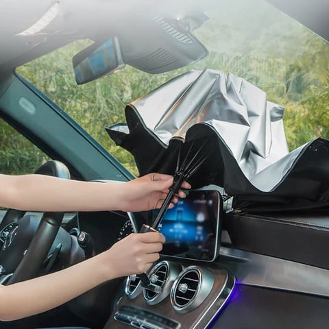 Parasol plegable para parabrisas de coche - Cubierta parasol para coche con protección UV para la ventana delantera del coche (aislamiento térmico) para la mayoría de los coches.