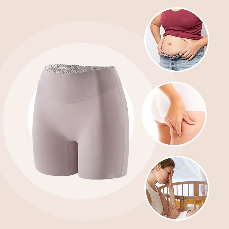 🔥45% de descuento 🔥Ropa interior de seda helada de cintura alta para mujer con control de abdomen y levantamiento de cadera