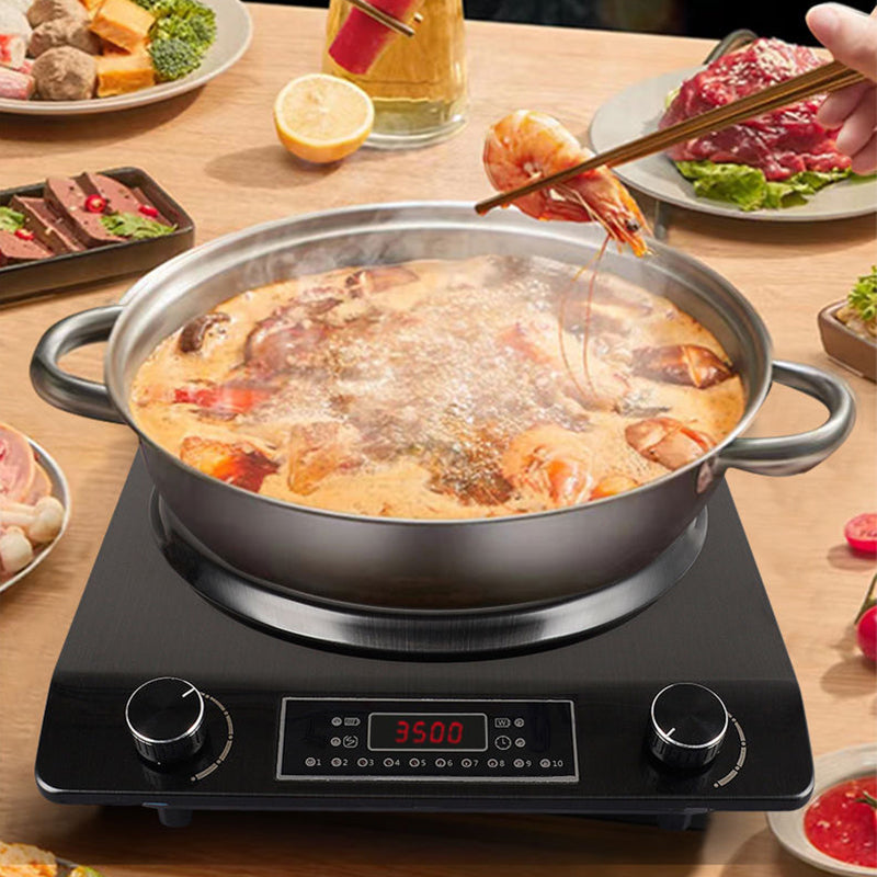 Placa de inducción cóncava de 3500 W con 10 niveles de temperatura