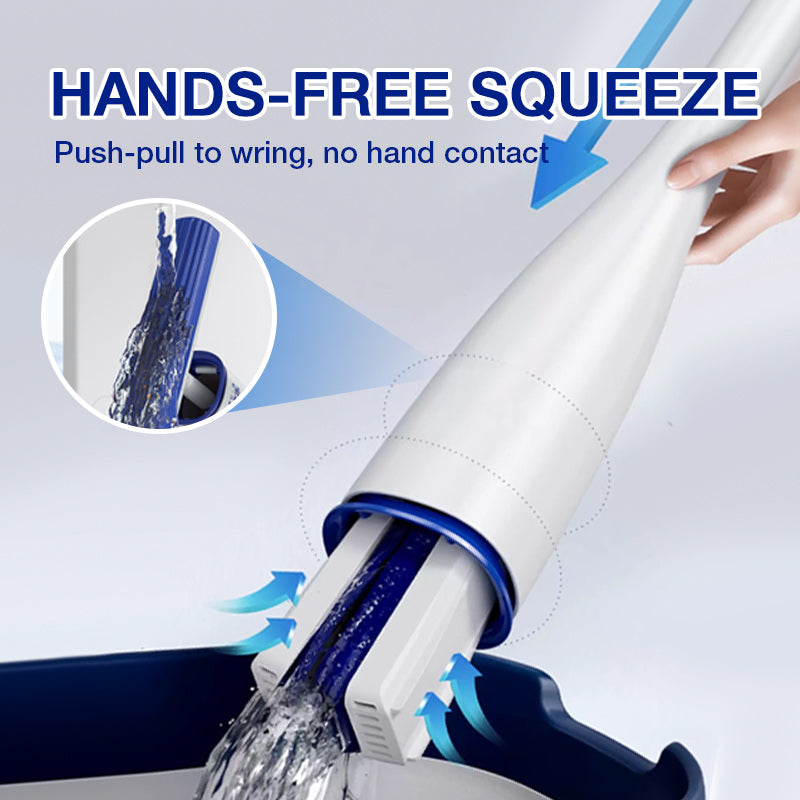 Trapeador autoescurrible manos libres con almacenamiento vertical