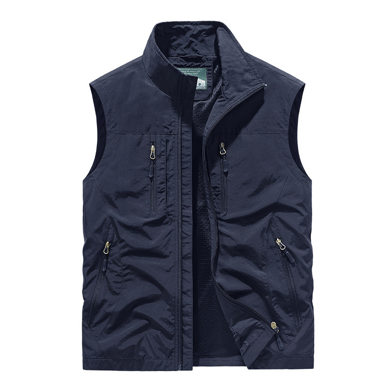 Chaqueta chaleco sin mangas extragrande para hombre con bolsillos