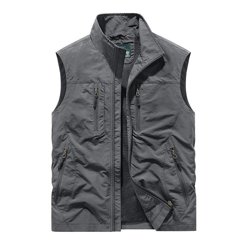 Chaqueta chaleco sin mangas extragrande para hombre con bolsillos