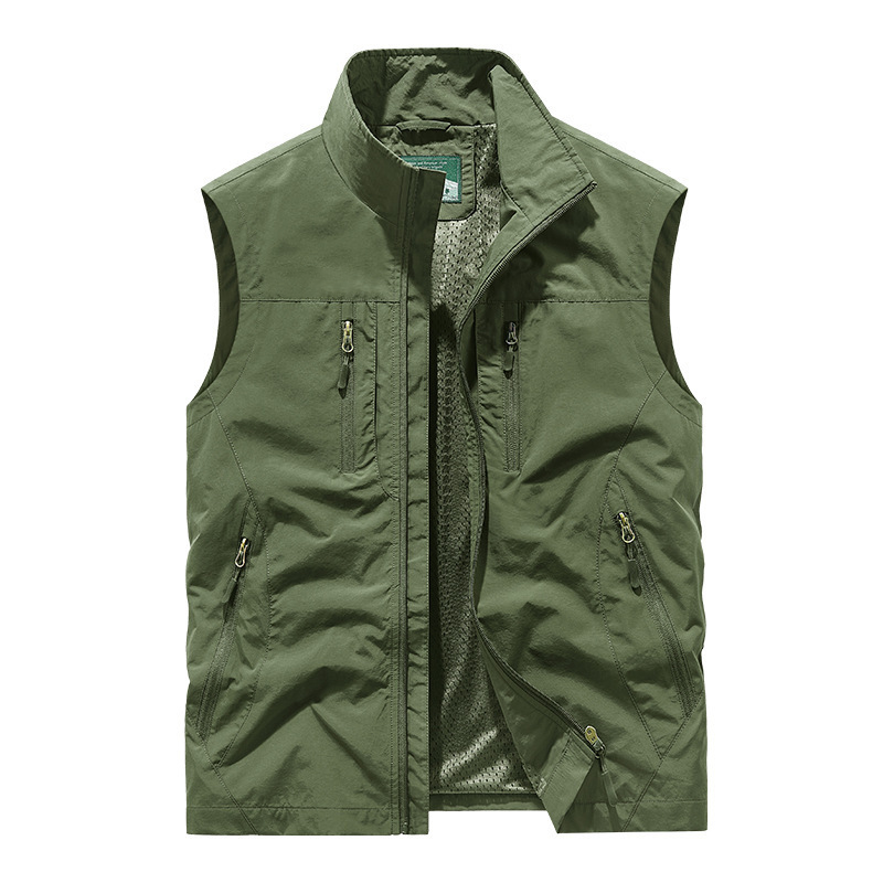 Chaqueta chaleco sin mangas extragrande para hombre con bolsillos