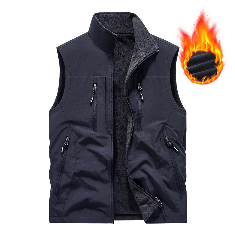 Chaqueta chaleco sin mangas extragrande para hombre con bolsillos