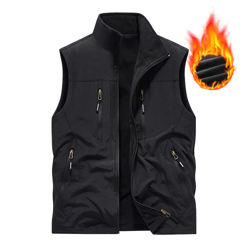 Chaqueta chaleco sin mangas extragrande para hombre con bolsillos