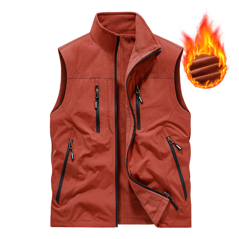 Chaqueta chaleco sin mangas extragrande para hombre con bolsillos