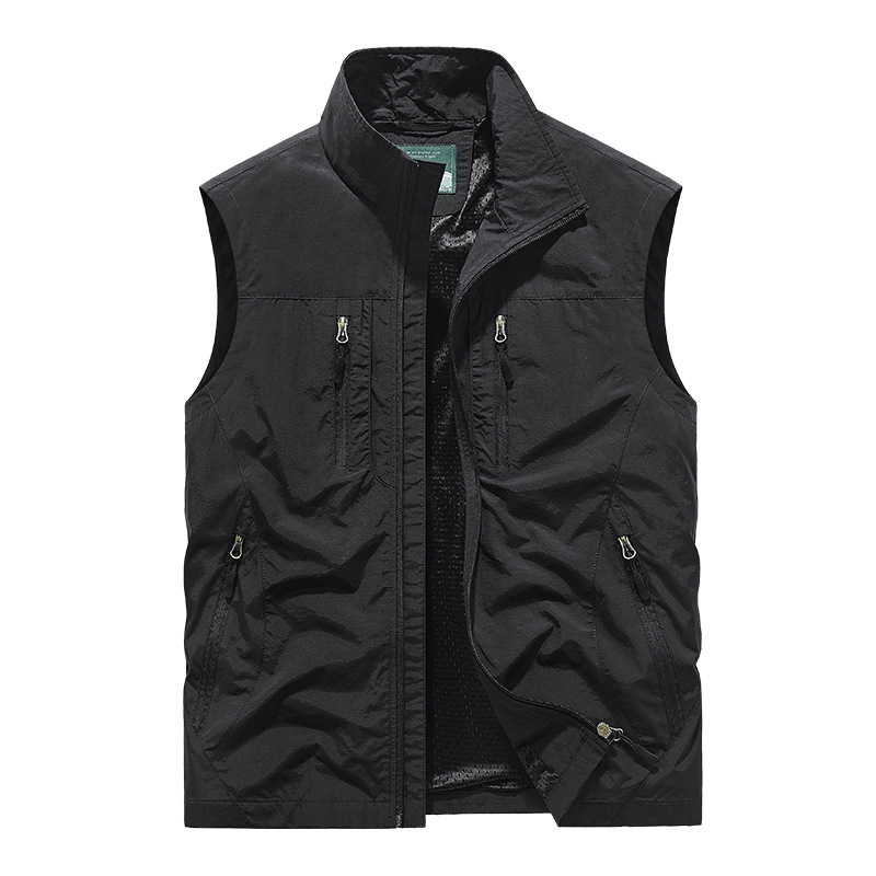 Chaqueta chaleco sin mangas extragrande para hombre con bolsillos