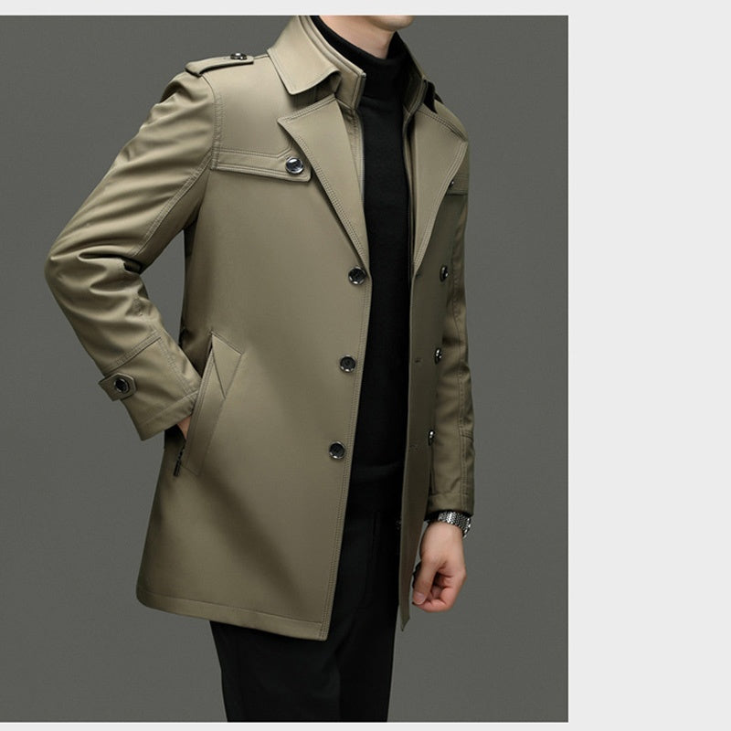 Abrigo trench de longitud media para hombres con forro interior desmontable - ENVÍO GRATIS