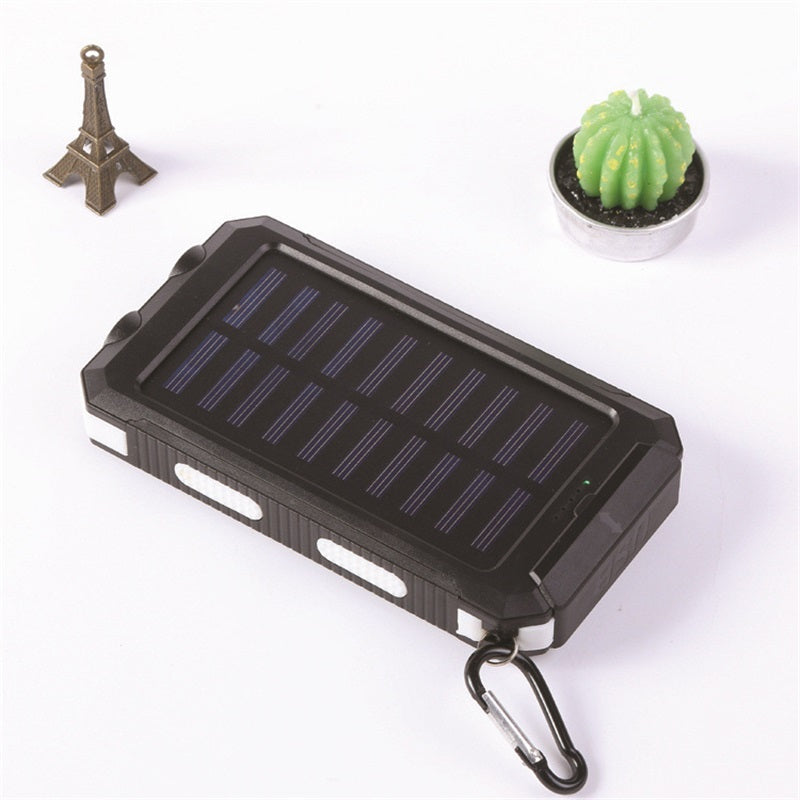 Banco de Energía Portátil de 20000mAh con Cargador Solar y Linterna LED.