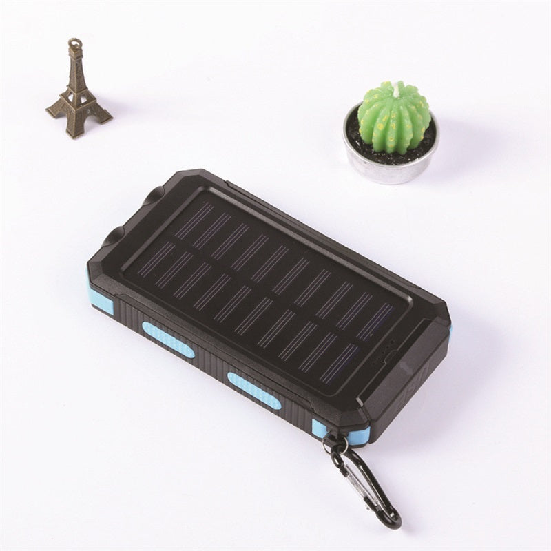 Banco de Energía Portátil de 20000mAh con Cargador Solar y Linterna LED.