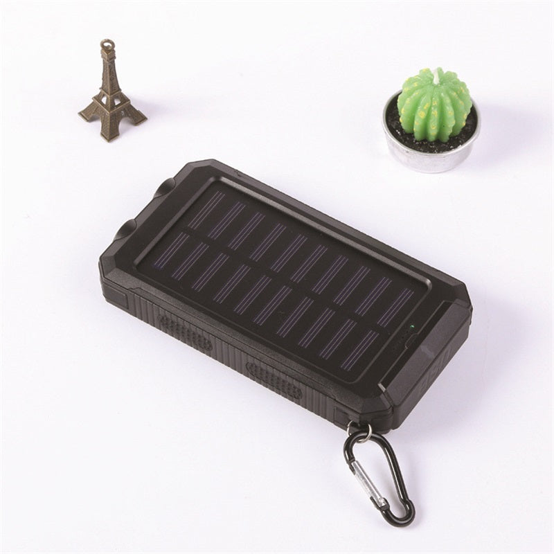 Banco de Energía Portátil de 20000mAh con Cargador Solar y Linterna LED.