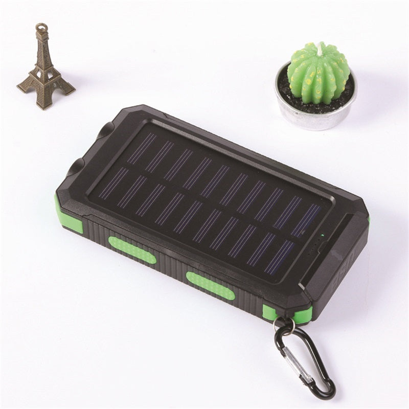 Banco de Energía Portátil de 20000mAh con Cargador Solar y Linterna LED.
