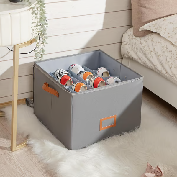 👟 Caja organizadora de zapatos de tela – Diseño plegable, gran capacidad, a prueba de polvo y transpirable, ahorra espacio para el armario y el dormitorio 🧺