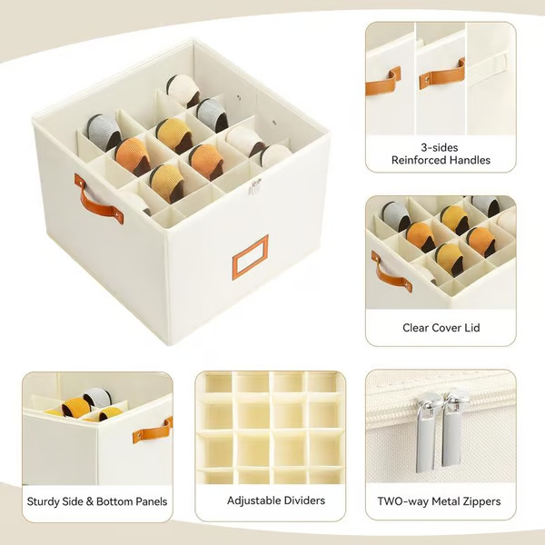 👟 Caja organizadora de zapatos de tela – Diseño plegable, gran capacidad, a prueba de polvo y transpirable, ahorra espacio para el armario y el dormitorio 🧺