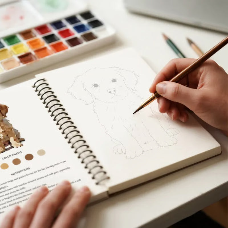 Cuaderno de trabajo de acuarela para principiantes con 16 colores
