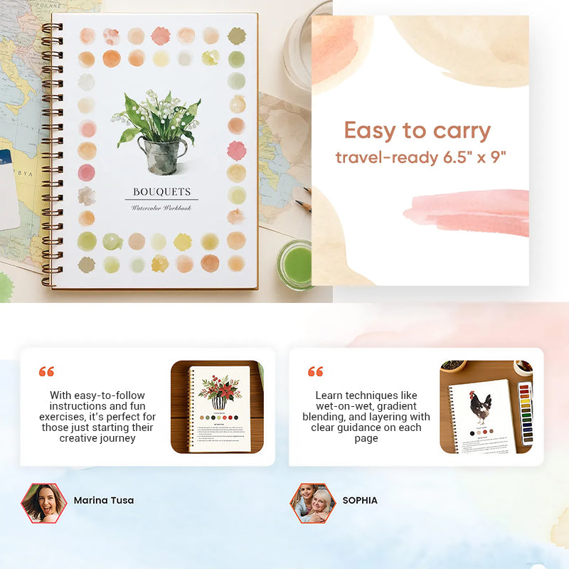 Cuaderno de trabajo de acuarela para principiantes con 16 colores