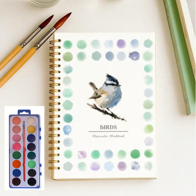 Cuaderno de trabajo de acuarela para principiantes con 16 colores