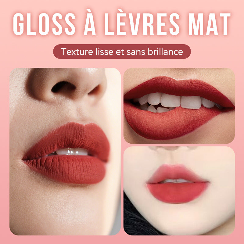 Brillo de labios mate ligero y duradero.