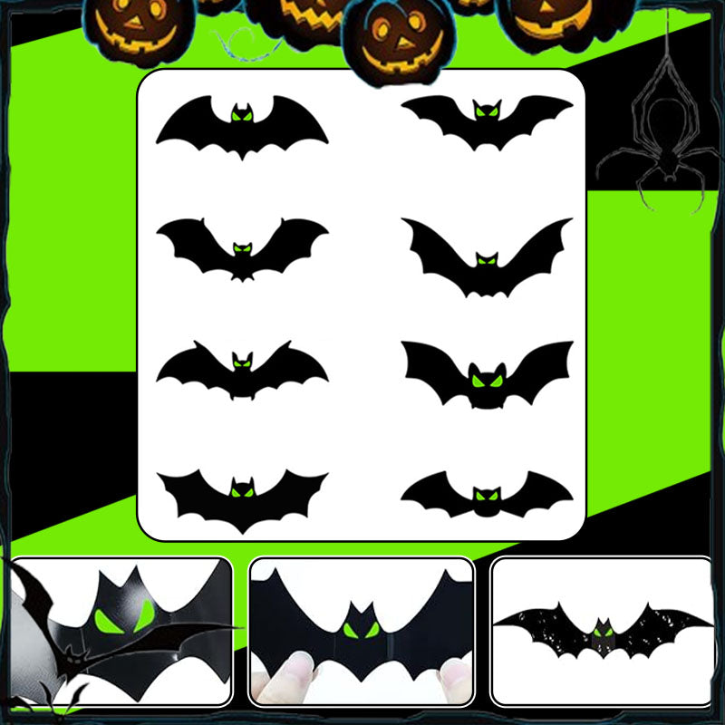 Juego de pegatinas decorativas de murciélagos 3D para Halloween