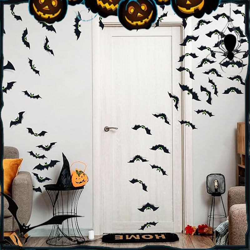 Juego de pegatinas decorativas de murciélagos 3D para Halloween